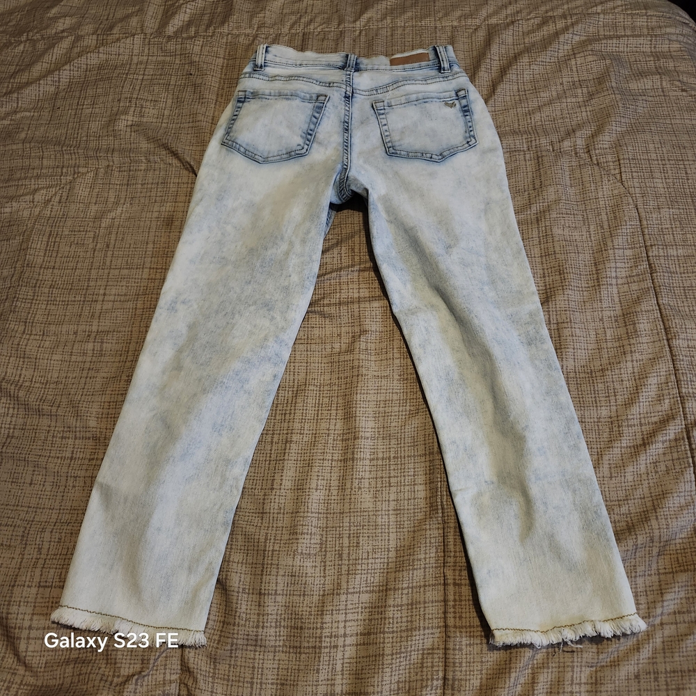 Light Blue Distressed Jeans With Pink Sequins Sz 10 Girls